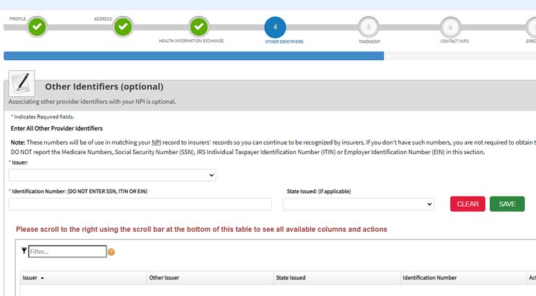 NPI Type 2 Other Identifiers