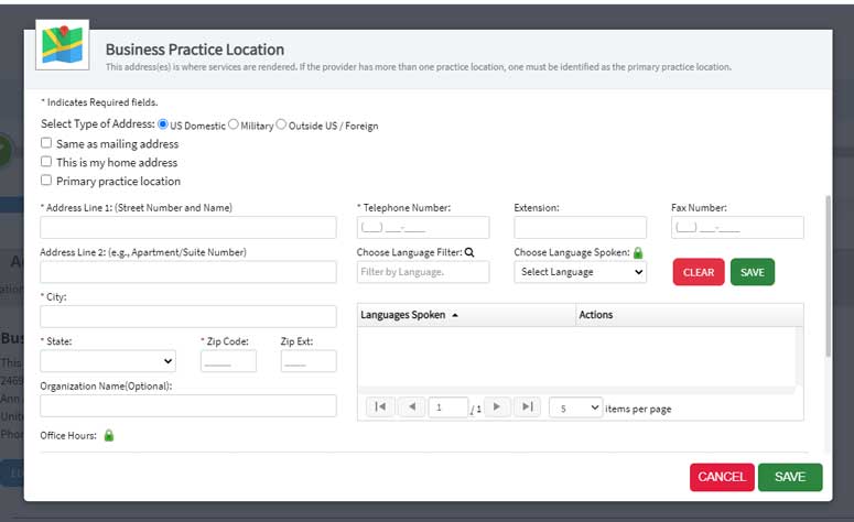 NPI Practice Location