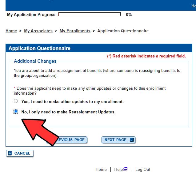 Step 7 in the reassignment of benefits processes