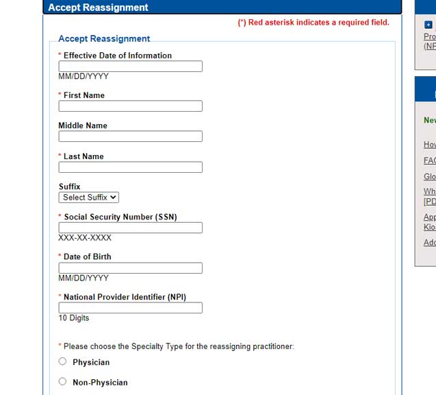 how to add reassignment of benefits in pecos