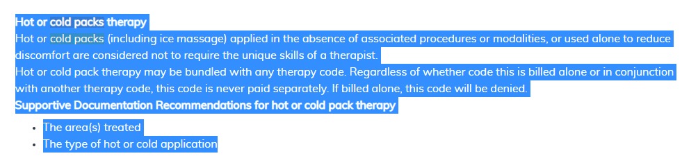 Hot or cold packs therapy Medicare Physical Therapy Coverage