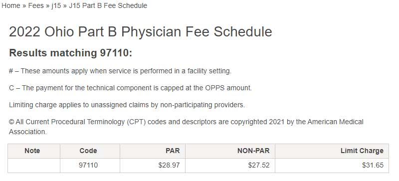 how-much-does-Medicare-pay-for-cpt-code-therex-97110