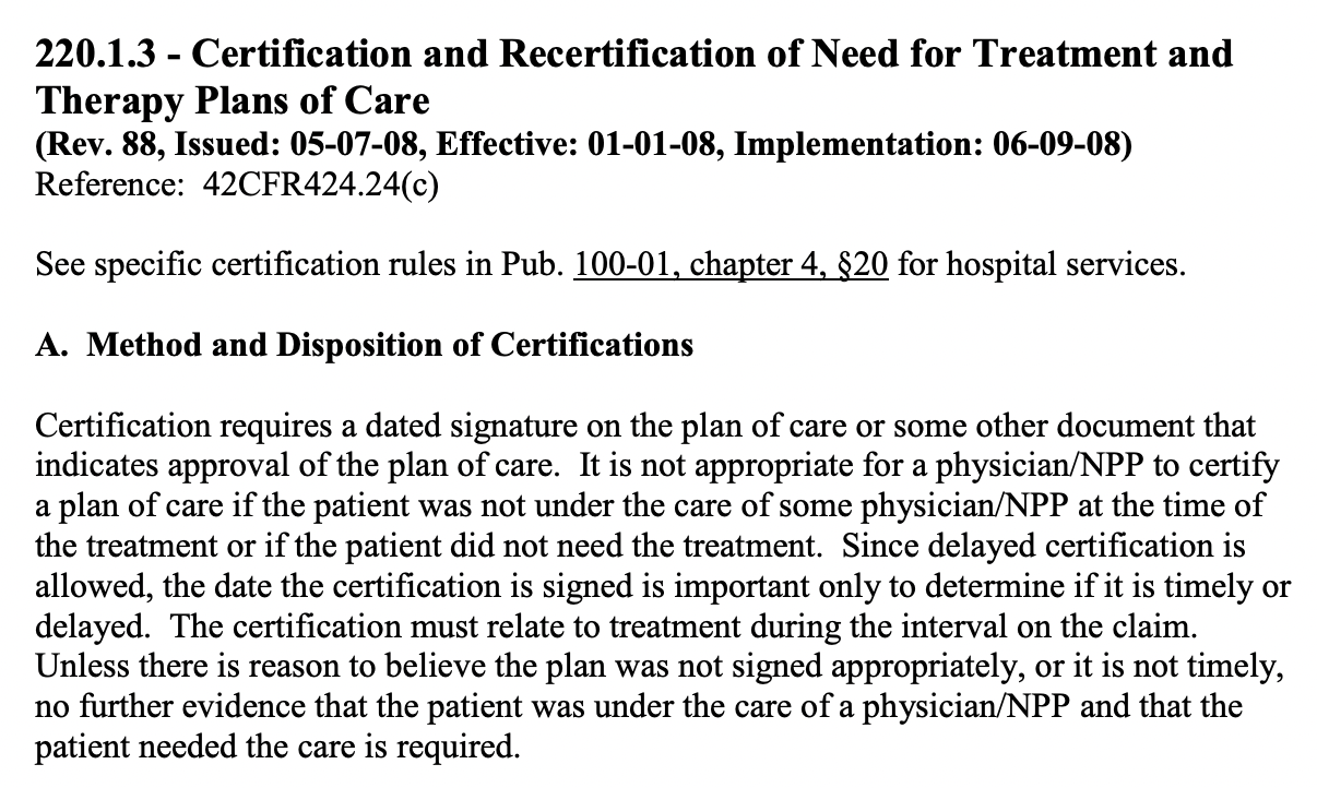 2022 Medicare Plan of Care Certification Physical Therapy