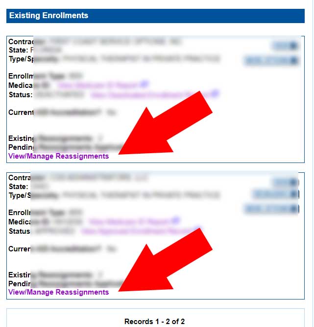 PECOS Medicare View/Manage Reassignments