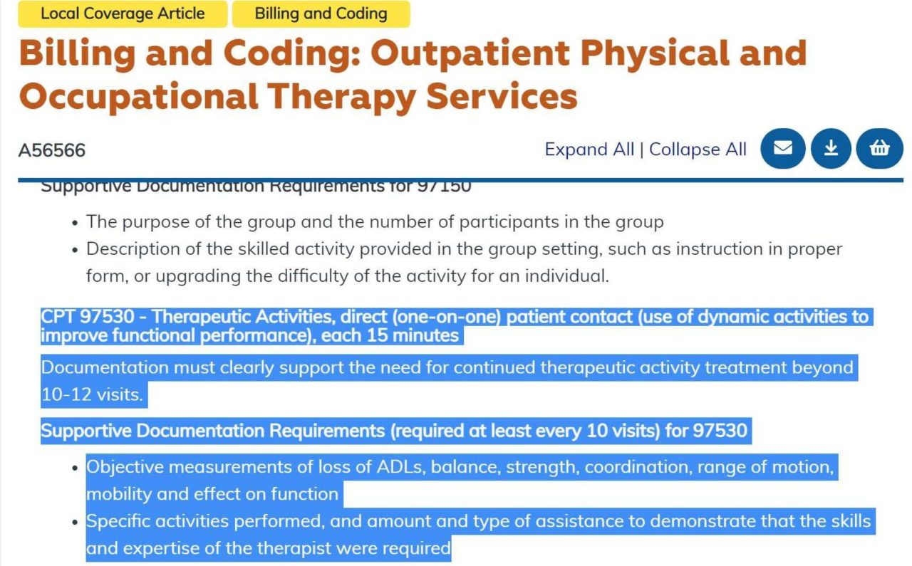 CPT Code 97530 Therapeutic Activity Billing and Documentation Best