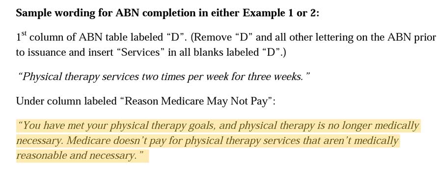 Medicare ABN Form: Physical Therapist In Private Practice