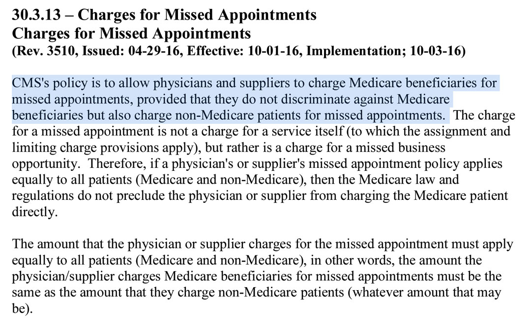 Can Medicaid Patients Be Charged a No Show Fee?