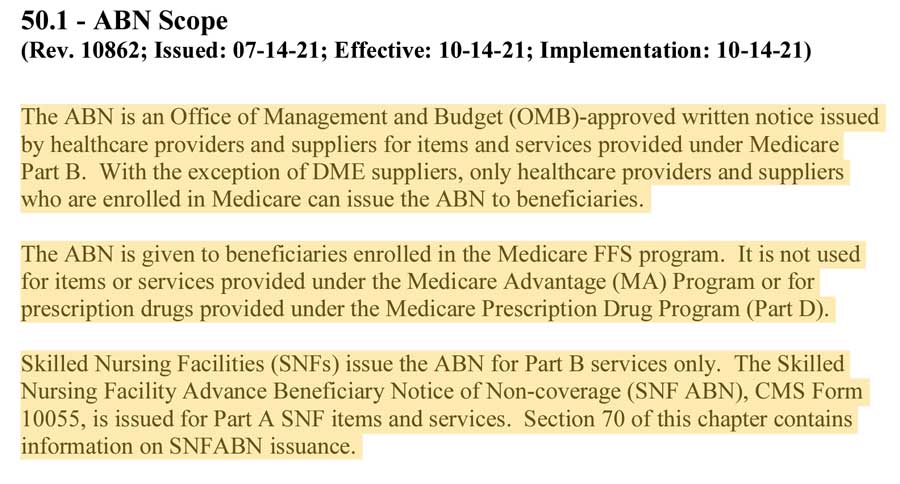 Medicare ABN for Physical Therapy