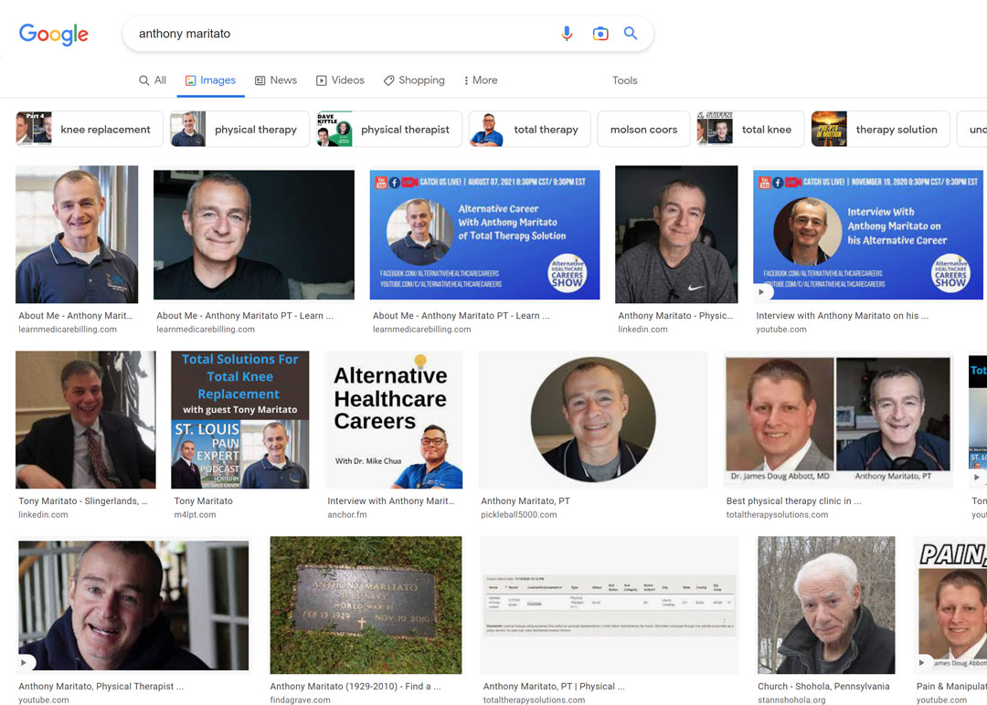 Screenshot of Google Image Search for Anthony Maritato